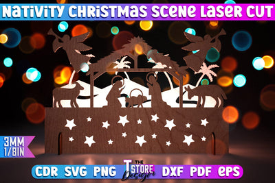 Nativity Christmas Scene | Christmas Lantern | 3D Shadow Lantern | Christmas Decor | Holiday | Shadow Scene | Christmas Scene Candle Holder | CNC File SVG The T Store Design 