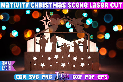 Nativity Christmas Scene | Christmas Lantern | 3D Shadow Lantern | Christmas Decor | Holiday | Shadow Scene | Christmas Scene Candle Holder | CNC File SVG The T Store Design 