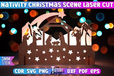 Nativity Christmas Scene | Christmas Lantern | 3D Shadow Lantern | Christmas Decor | Holiday | Shadow Scene | Christmas Scene Candle Holder | CNC File SVG The T Store Design 