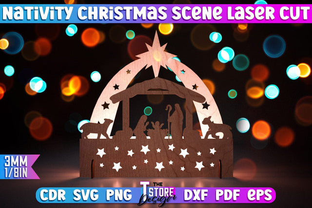 Nativity Christmas Scene | Christmas Lantern | 3D Shadow Lantern | Christmas Decor | Holiday | Shadow Scene | Christmas Scene Candle Holder | CNC File SVG The T Store Design 