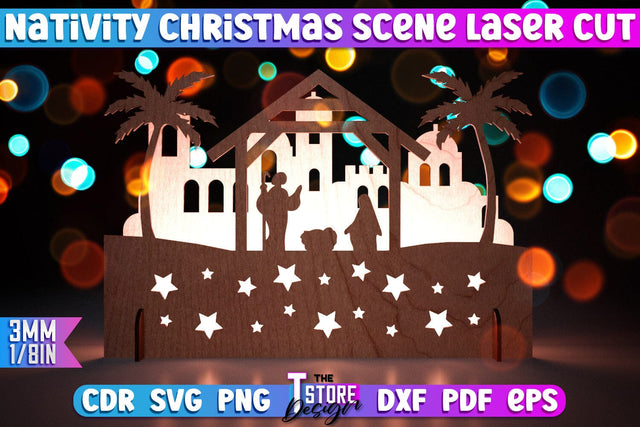 Nativity Christmas Scene | Christmas Lantern | 3D Shadow Lantern | Christmas Decor | Holiday | Shadow Scene | Christmas Scene Candle Holder | CNC File SVG The T Store Design 