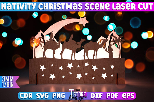 Nativity Christmas Scene | Christmas Lantern | 3D Shadow Lantern | Christmas Decor | Holiday | Shadow Scene | Christmas Scene Candle Holder | CNC File SVG The T Store Design 