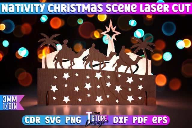 Nativity Christmas Scene | Christmas Lantern | 3D Shadow Lantern | Christmas Decor | Holiday | Shadow Scene | Christmas Scene Candle Holder | CNC File SVG The T Store Design 