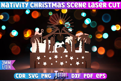 Nativity Christmas Scene | Christmas Lantern | 3D Shadow Lantern | Christmas Decor | Holiday | Shadow Scene | Christmas Scene Candle Holder | CNC File SVG The T Store Design 