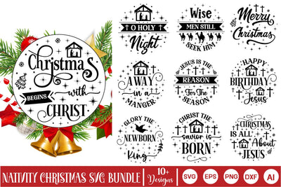 Nativity Christmas SVG Bundle, Christian Round Ornaments, Nativity Christmas SVG Design, SVGs,Quotes and Sayings,Food & Drink,On Sale, Print & Cut SVG DesignPlante 503 