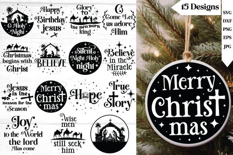 Nativity Christmas Svg Bundle, Christian Round Ornaments SVG Crafty Ideas 