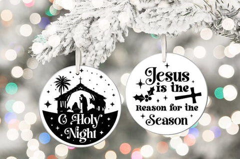 Nativity Christmas Svg Bundle, Christian Round Ornaments SVG Crafty Ideas 