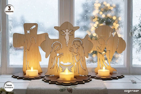 Nativity Cross Candle Holder SVG Bundle SVG SvgOcean 