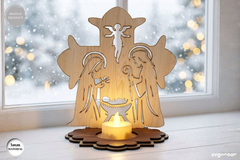 Nativity Cross Candle Holder SVG Bundle SVG SvgOcean 