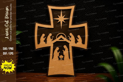 Nativity Cross Laser Cut SVG Design SVG Regulrcrative 