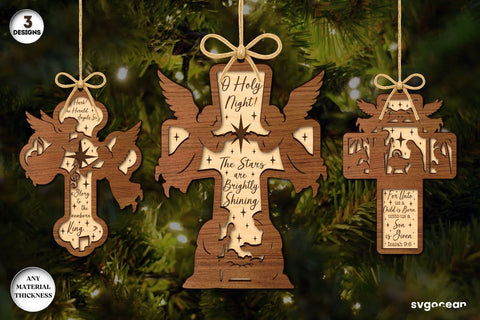 Nativity Cross Ornaments Laser Cut SVG SvgOcean 