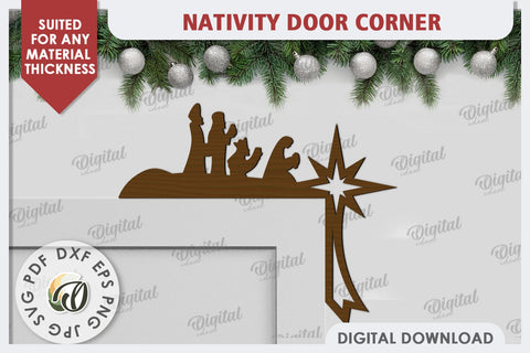 Nativity Door Corner Laser Cut Design. Nativity Scene SVG SVG Evgenyia Guschina 