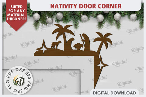 Nativity Door Corner Laser Cut Design. Nativity Scene SVG SVG Evgenyia Guschina 