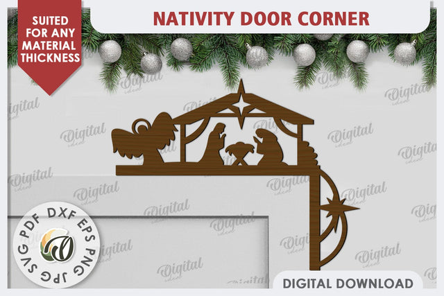 Nativity Door Corner Laser Cut Design. Nativity Scene SVG SVG Evgenyia Guschina 