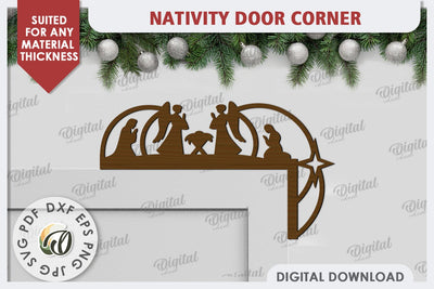 Nativity Door Corner Laser Cut Design. Nativity Scene SVG SVG Evgenyia Guschina 