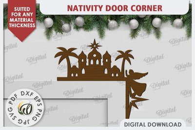 Nativity Door Corner Laser Cut Design. Nativity Scene SVG SVG Evgenyia Guschina 