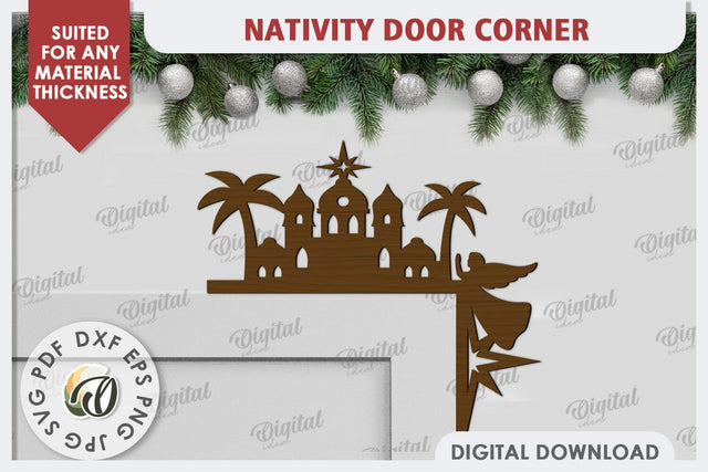 Nativity Door Corner Laser Cut Design. Nativity Scene SVG SVG Evgenyia Guschina 
