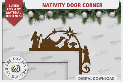 Nativity Door Corner Laser Cut Design. Nativity Scene SVG SVG Evgenyia Guschina 