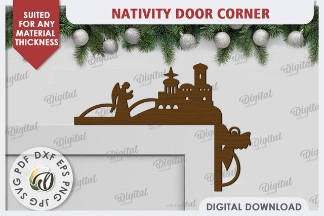 Nativity Door Corner Laser Cut Design. Nativity Scene SVG SVG Evgenyia Guschina 