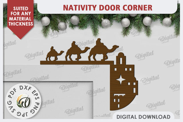 Nativity Door Corner Laser Cut Design. Nativity Scene SVG SVG Evgenyia Guschina 