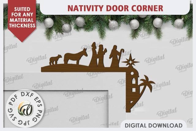 Nativity Door Corner Laser Cut Design. Nativity Scene SVG SVG Evgenyia Guschina 