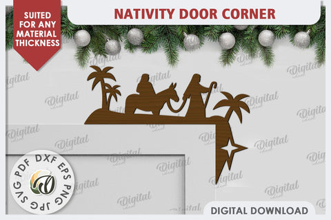 Nativity Door Corner Laser Cut Design. Nativity Scene SVG SVG Evgenyia Guschina 