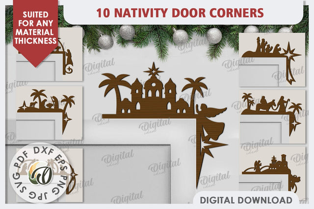 Nativity Door Corners Laser Cut Bundle. Nativity Scene SVG SVG Evgenyia Guschina 