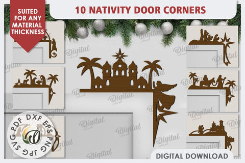 Nativity Door Corners Laser Cut Bundle. Nativity Scene SVG SVG Evgenyia Guschina 