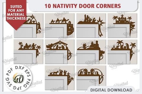 Nativity Door Corners Laser Cut Bundle. Nativity Scene SVG SVG Evgenyia Guschina 