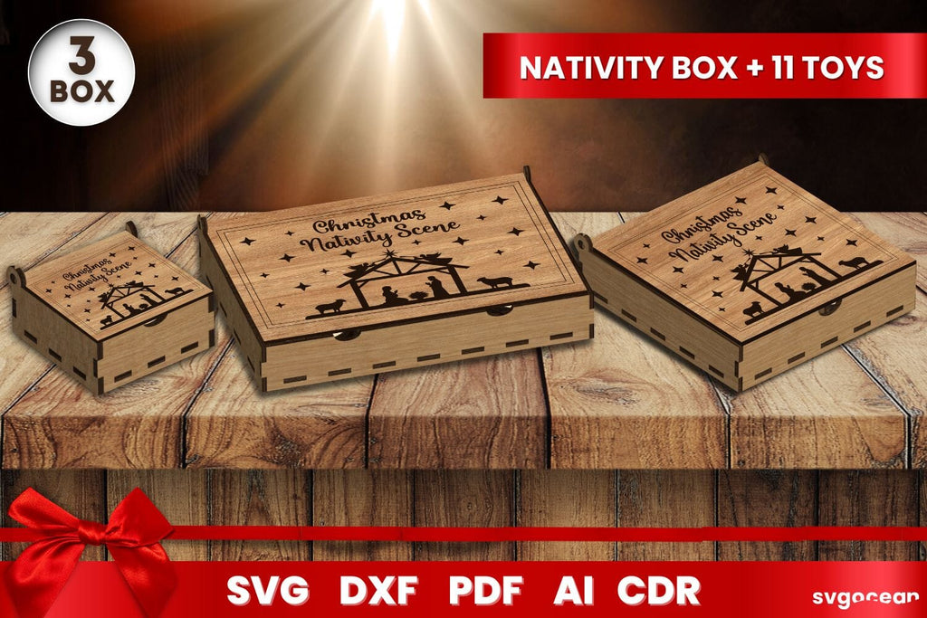 Nativity Box Nativity Ornament Boxes Laser Cut - So Fontsy