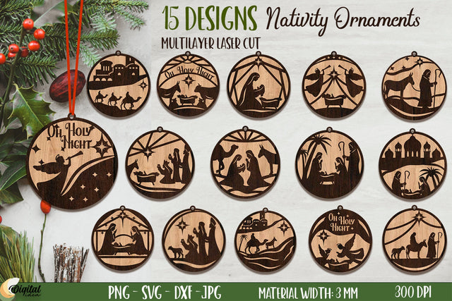 Nativity Ornament Bundle Laser Cut. 3D nativity ornament SVG Evgenyia Guschina 