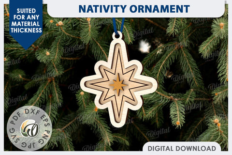 Nativity Ornament Laser Cut Design. Nativity Decor SVG SVG Evgenyia Guschina 
