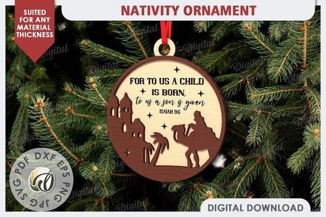 Nativity Ornament Laser Cut Design. Nativity Scene SVG SVG Evgenyia Guschina 