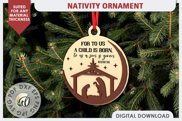 Nativity Ornament Laser Cut Design. Nativity Scene SVG SVG Evgenyia Guschina 