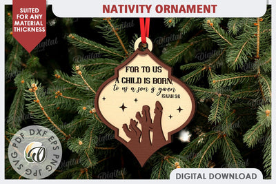 Nativity Ornament Laser Cut Design. Nativity Scene SVG SVG Evgenyia Guschina 