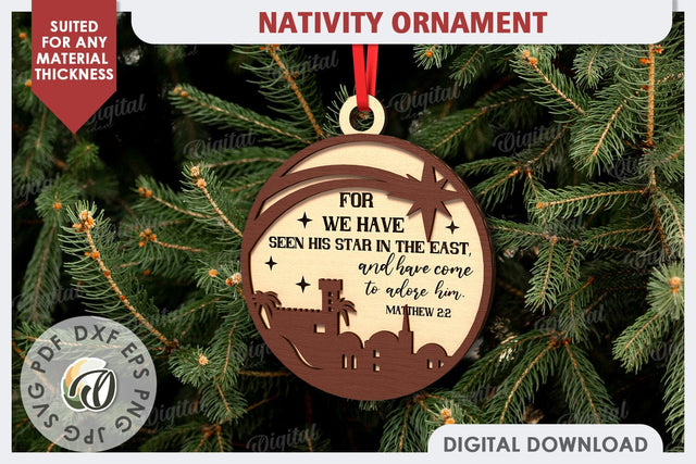 Nativity Ornament Laser Cut Design. Nativity Scene SVG SVG Evgenyia Guschina 
