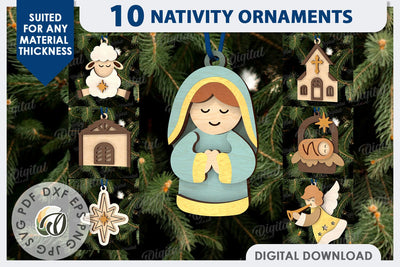 Nativity Ornaments Laser Cut Bundle. Nativity Scene SVG SVG Evgenyia Guschina 