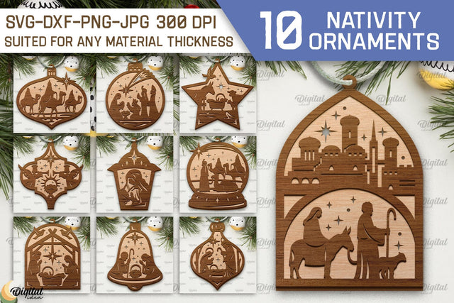 Nativity Ornaments Laser Cut Bundle. Nativity Scene SVG SVG Evgenyia Guschina 