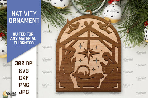 Nativity Ornaments Laser Cut Bundle. Nativity Scene SVG SVG Evgenyia Guschina 