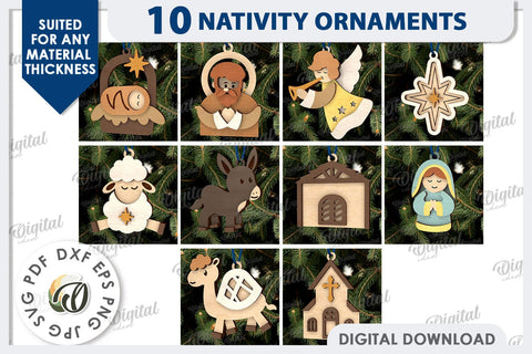 Nativity Ornaments Laser Cut Bundle. Nativity Scene SVG SVG Evgenyia Guschina 