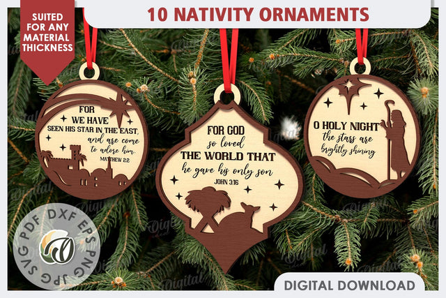Nativity Ornaments Laser Cut Bundle. Nativity Scene SVG SVG Evgenyia Guschina 