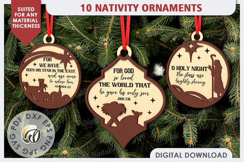 Nativity Ornaments Laser Cut Bundle. Nativity Scene SVG SVG Evgenyia Guschina 