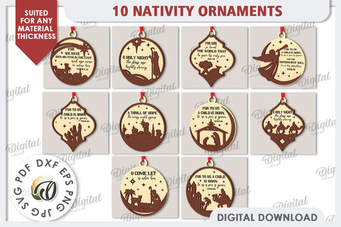 Nativity Ornaments Laser Cut Bundle. Nativity Scene SVG SVG Evgenyia Guschina 