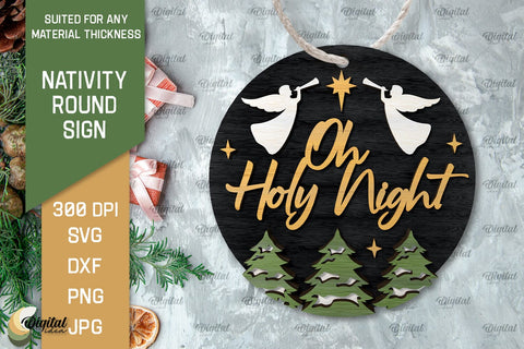 Nativity Round Signs Laser Cut Bundle. Nativity Scene Signs SVG Evgenyia Guschina 