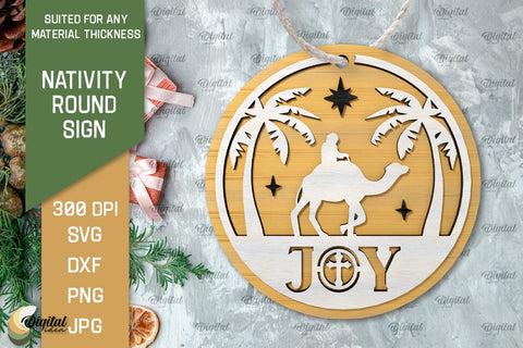 Nativity Round Signs Laser Cut Bundle. Nativity Scene Signs SVG Evgenyia Guschina 