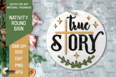 Nativity Round Signs Laser Cut Bundle. Nativity Scene Signs SVG Evgenyia Guschina 