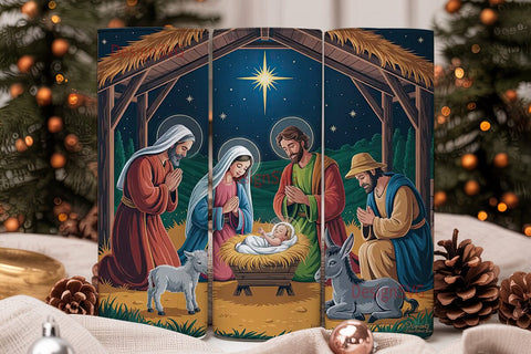 Nativity Scene 20oz Tumbler Wrap Sublimation DesignSVG 