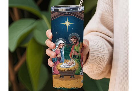 Nativity Scene 20oz Tumbler Wrap Sublimation DesignSVG 