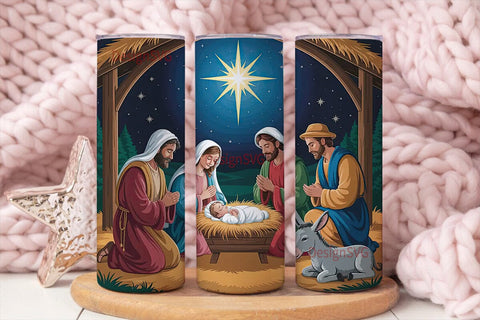 Nativity Scene 20oz Tumbler Wrap Sublimation DesignSVG 