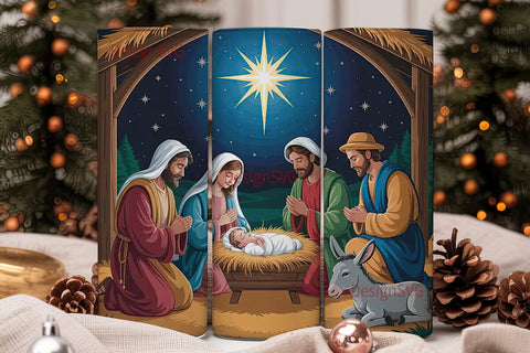 Nativity Scene 20oz Tumbler Wrap Sublimation DesignSVG 